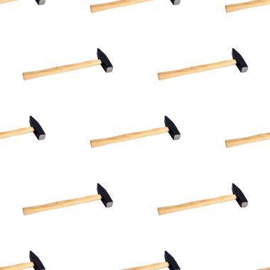 Metal çekiç araç gereçleri beyaz arkaplanda izole edilmiş kusursuz deseni tekrarlıyor.