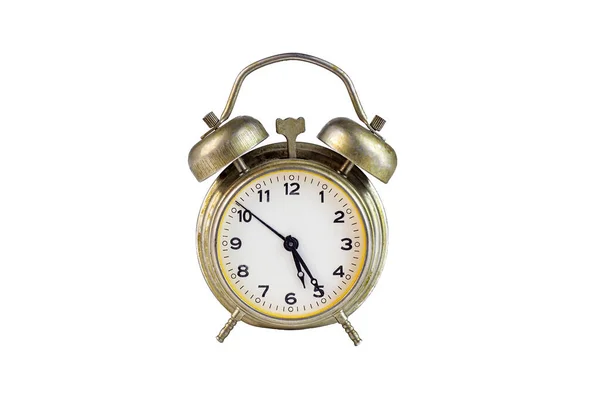 Reloj Despertador Retro Analógico Antiguo Metal Redondo Con Agujas Hora — Foto de Stock