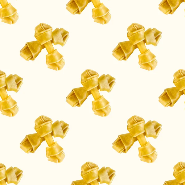 Knotted Beef Tendon Bones Dog Feed Repeat Seamless Pattern Light — Stockfoto