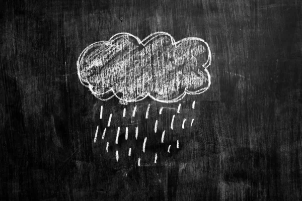 Dibujo de tiza de raincloud en pizarra — Foto de Stock