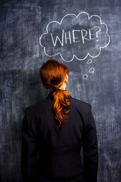 Businesswoman asking where — Stock Photo, Image