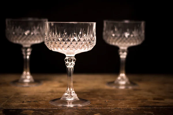 Three luxury crystal cocktail glasses — Stock Photo, Image