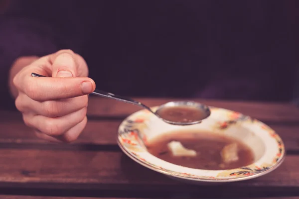 Comer Sopa — Fotografia de Stock