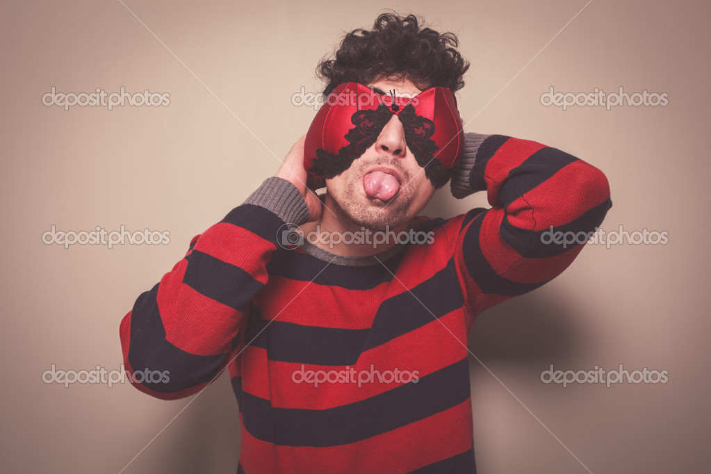 man with bra on