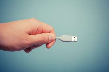 USB kablosu tutan el