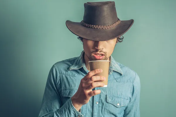 Cowboy bere caffè — Foto Stock
