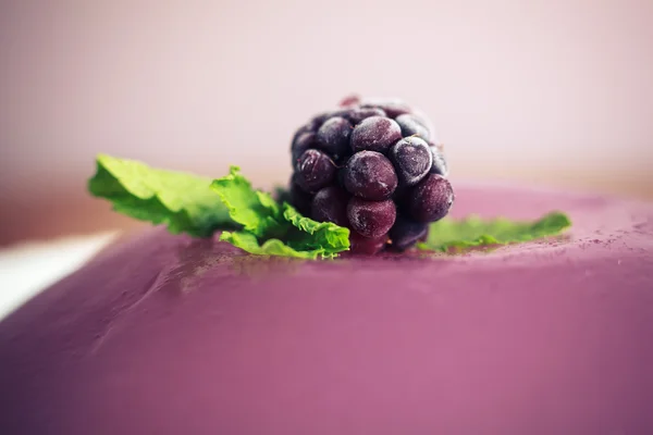 Detailní záběr na fialové pudink s blackberry — Stock fotografie