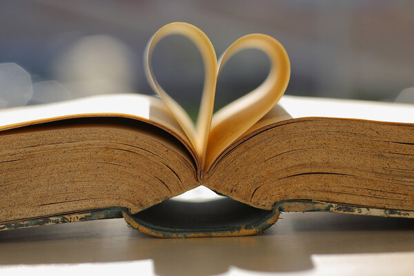 Book with heart shape.