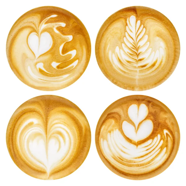 Latte art, kaffe i vit bakgrund — Stockfoto