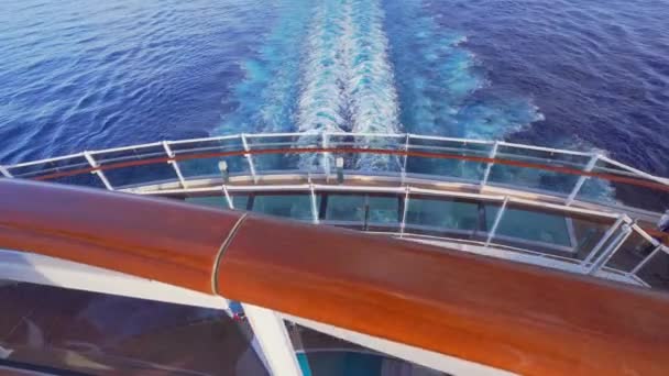 4k, pedestrian glass bridge on the upper deck of a cruise ship MSC Seaview — Stockvideo