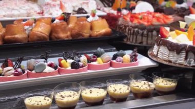 panoramic view of the buffet table with cakes