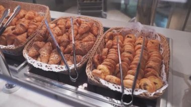 panoramic view of the buffet table with bread