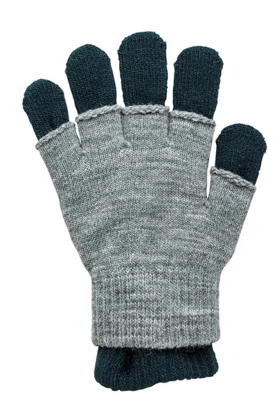 白い背景に隔離された 秋と冬のためのニット厚いウールの手袋 クローズアップ — ストック写真