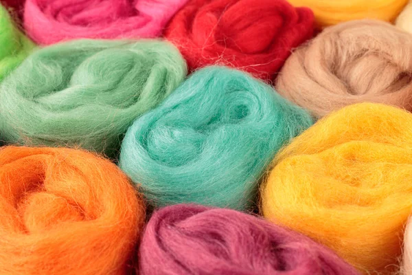 Wool Knitting Felting Diy Crafts Close Selective Focus Background — Stock Photo, Image