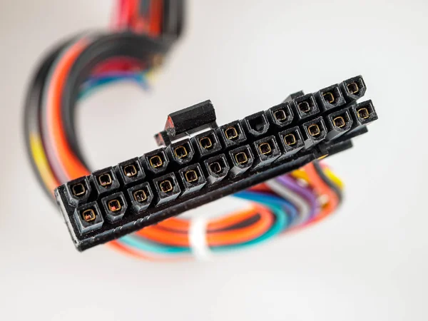 Pin Connector Van Stroomkabel Van Netvoeding Naar Het Moederbord Atx — Stockfoto