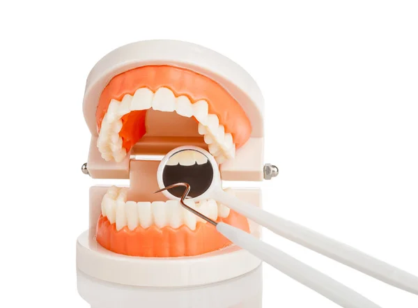 Dental Instruments Probe Mirror Examine Diagnose Diseases Teeth Gums Example — Stock Photo, Image