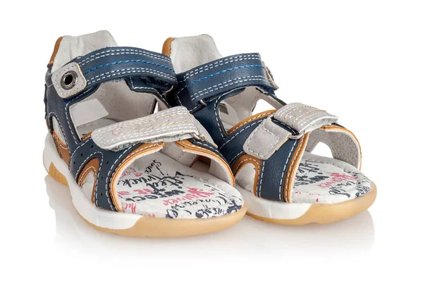Sandálias Couro Ortopédico Infantil Sapatos Infantis Para Crianças Close Isolado — Fotografia de Stock