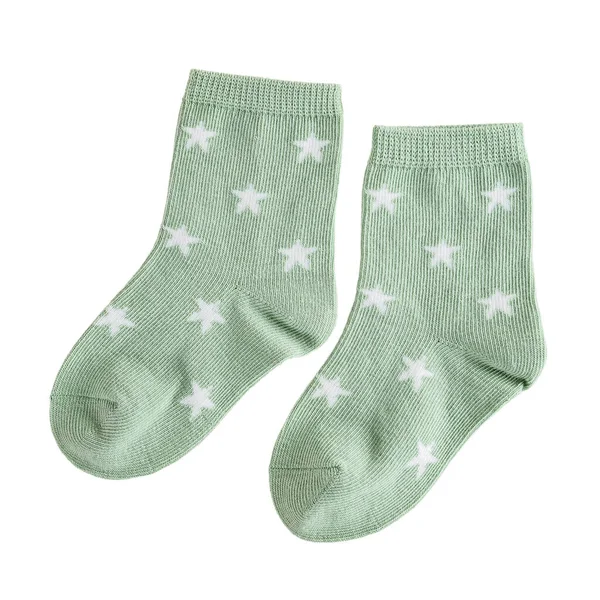 Детские Текстильные Хлопчатобумажные Носки Зеленые Рисунком Звезды Теплые Шерстяные Детей — стоковое фото