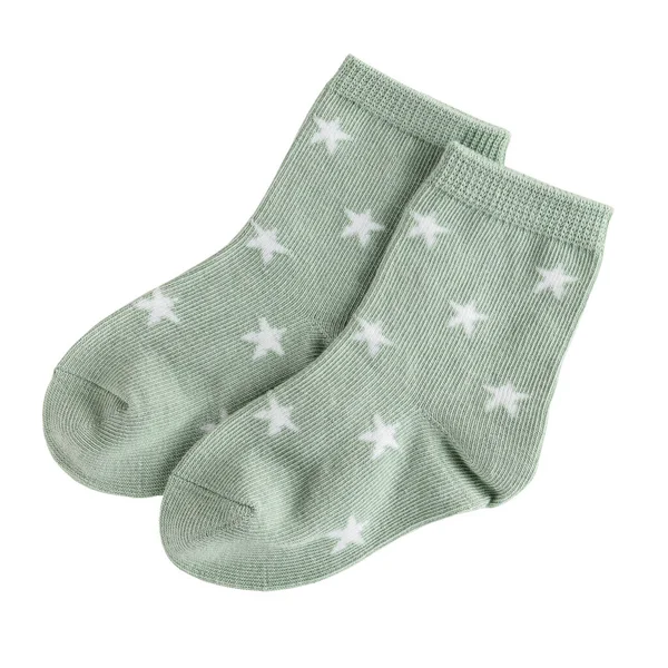 Ponožky Pro Děti Pro Děti Zelené Bavlněné Izolované Bílém Pozadí — Stock fotografie