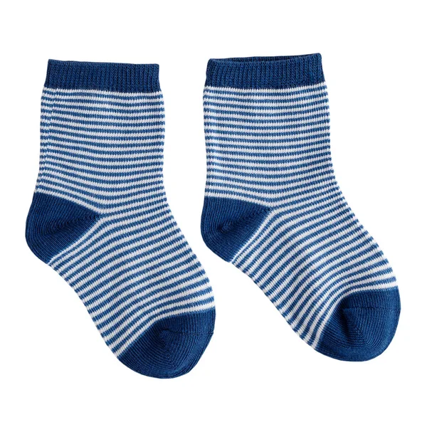 Dětské Textilní Bavlněné Měkké Ponožky Světle Modré Pruhované Teplá Vlna — Stock fotografie