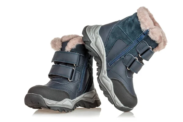 Ein Paar Stiefel Für Schneebedecktes Winterwetter Mit Fell Isoliert Wasserdicht — Stockfoto