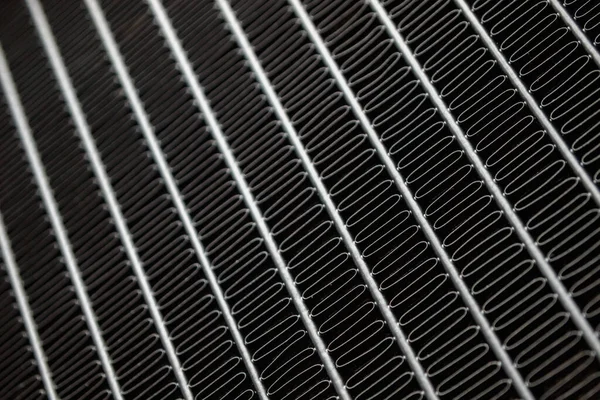 Kühlergrill Struktur Der Aluminiumplatten Wasserkühlung Nahaufnahme Makro Selektiver Fokus — Stockfoto