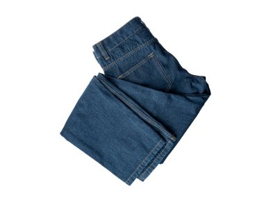 Kot pantolonlar, düzgün katlanmış, moda trendleri, beyaz arka planda izole edilmiş.