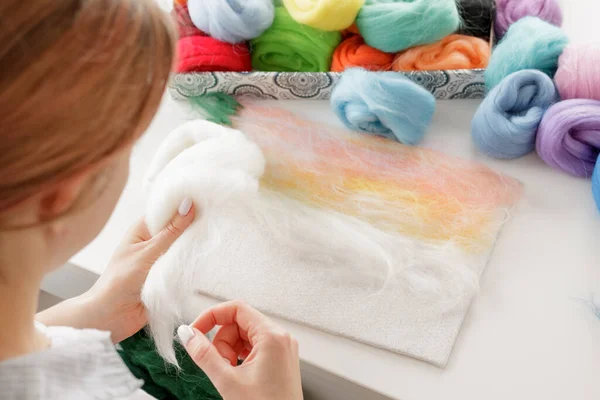 Hobbies Recreation Wool Felting Multicolored Patterns Paintings Craft Crafts Gifts — Stock Photo, Image
