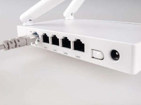 Internet Kabel Close Achtergrond Van Een Router Close Kabel Draadloos — Stockfoto