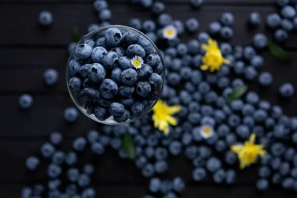 Fresh Blueberry Background Blueberries Space Text Vegetarian Concept Berry Textures — Foto de Stock