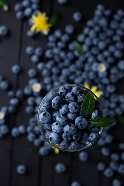 Fresh Blueberry Background Blueberries Space Text Vegetarian Concept Berry Textures — 스톡 사진