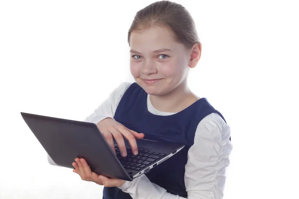 Meisje met een netbook — Stockfoto
