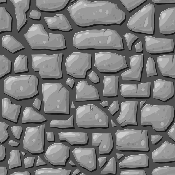 Безшовний сірий кам'яний фон. текстура каменю або каменя для повсякденного дизайну ігор. Векторна ілюстрація в стилі мультфільму. кладка стіни. Кам'яна плита або тротуарна плитка. підземелля або декор стін печери — стоковий вектор