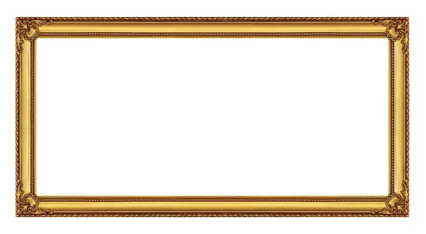 Marco dorado aislado sobre fondo blanco, con recorrido de recorte — Foto de Stock