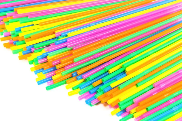 Colorful drinking straws close-up background, colorful plastic t — Stock Photo, Image