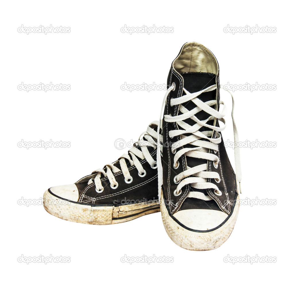 black sneakers isolated on a white background , with clipping pa