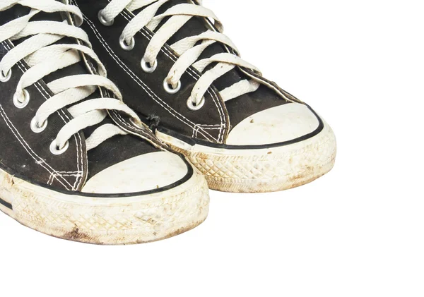 Zapatillas negras aisladas sobre un fondo blanco — Foto de Stock