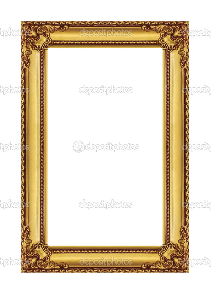 Vintage golden frame with blank space, with clipping path