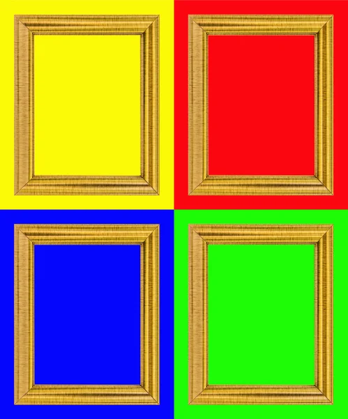 Quadro dourado isolado em fundo colorido — Fotografia de Stock