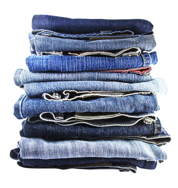 Mavi jeans izole kırpma yolu ile beyaz arka plan üzerinde