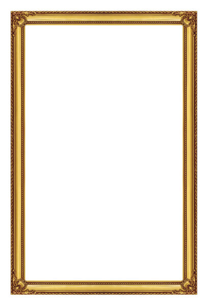 golden frame isolated on white background, with clipping path
