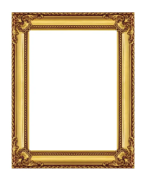 Quadro dourado isolado no fundo branco, com caminho de recorte — Fotografia de Stock