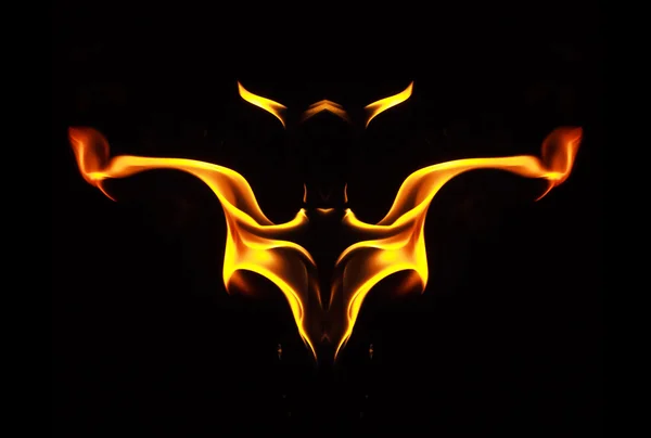 Fire flames on a black background — Stock Photo, Image