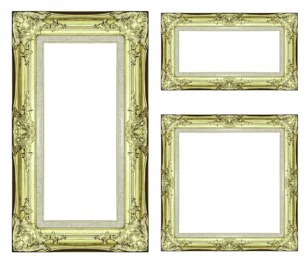 Vintage gouden frame met lege ruimte, met uitknippad — Stockfoto