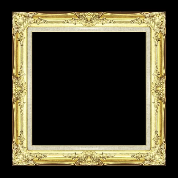 Vintage golden frame with blank space on black background and cl — Stock Photo, Image