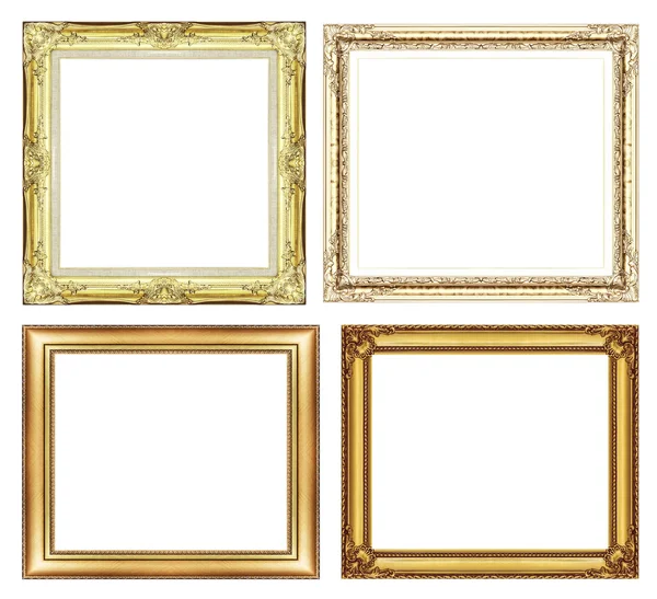 Set of Vintage golden frame with blank space and clipping path — Stock Photo, Image