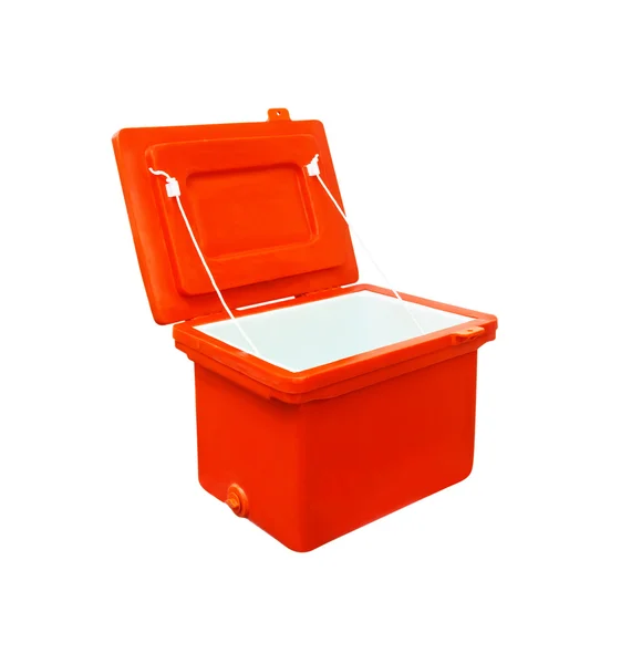 Ijsemmer oranje plastic geïsoleerd met uitknippad, ijs buck — Stockfoto