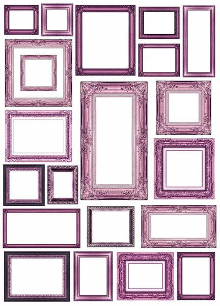 一連の空白スペースとヴィンテージのピンク フレーム — ストック写真