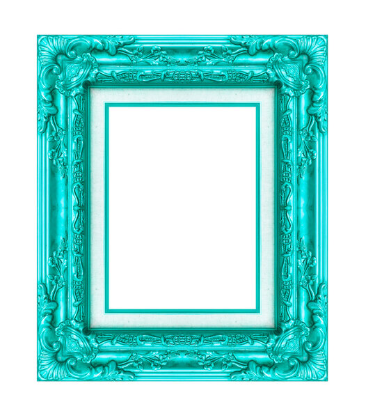 Vintage blue frame with blank space, with clipping path