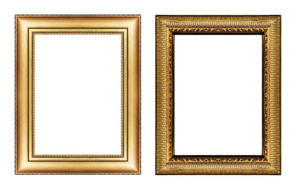 Sada ročník zlatého rámu s bezvýrazný prostor izolovaných na bílém b — Stock fotografie